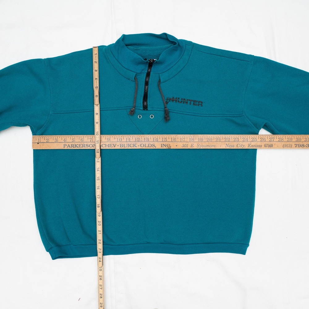Vintage 80s 1/4 Zip The Hunter Brand Gun Print Sweatshirt Made in USA XL Mens - Picture 2 of 5